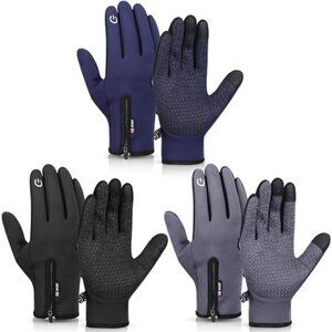 3 Pairs Men's Winter Warm Gloves Touch Screen Anti Slip Thermal Glove